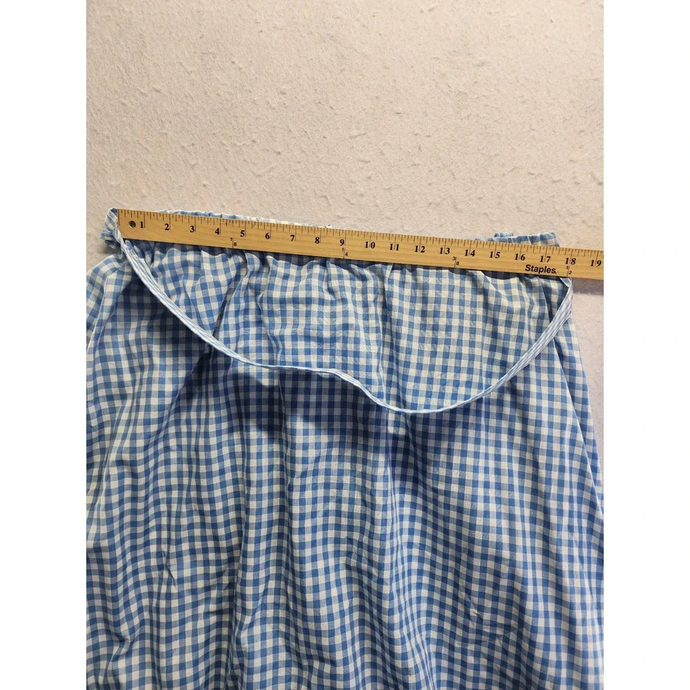 Blue Gingham 2x Vintage Two Piece Set Off‎ Shoulder Top and Ruffle Midi Skirt